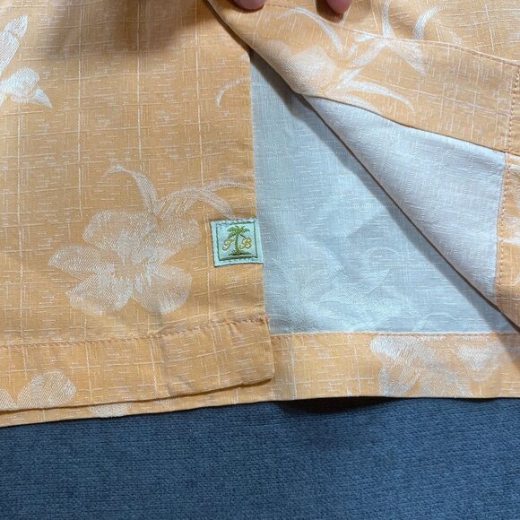 Tommy Bahama Mens XL Original Fit Orange Floral 100% Silk Button up Shirt Summer - Picture 10 of 13